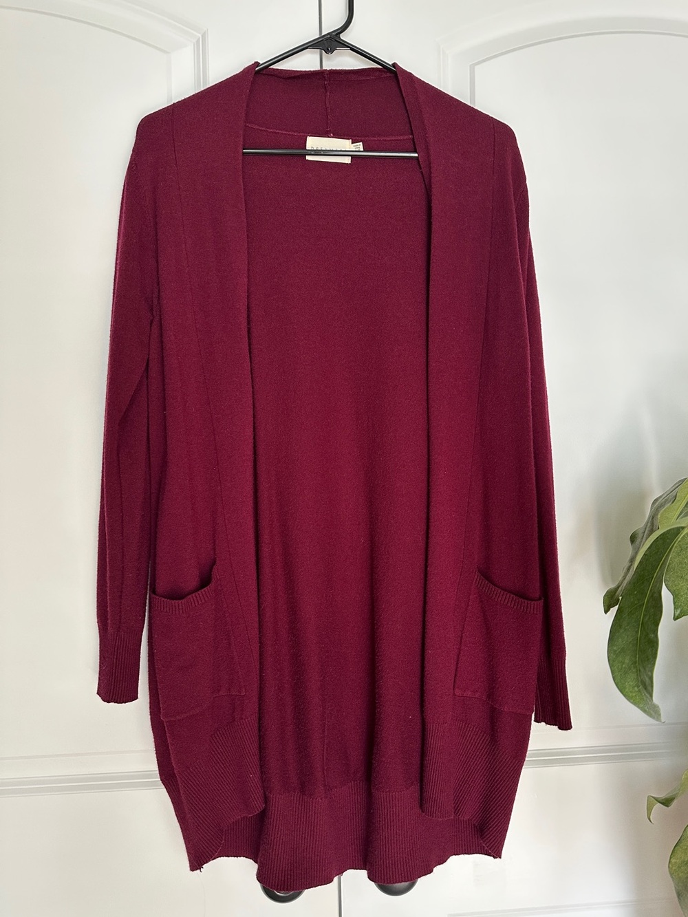 Dreamers Open Front Longline Cardigan - Wine Burgundy Pink